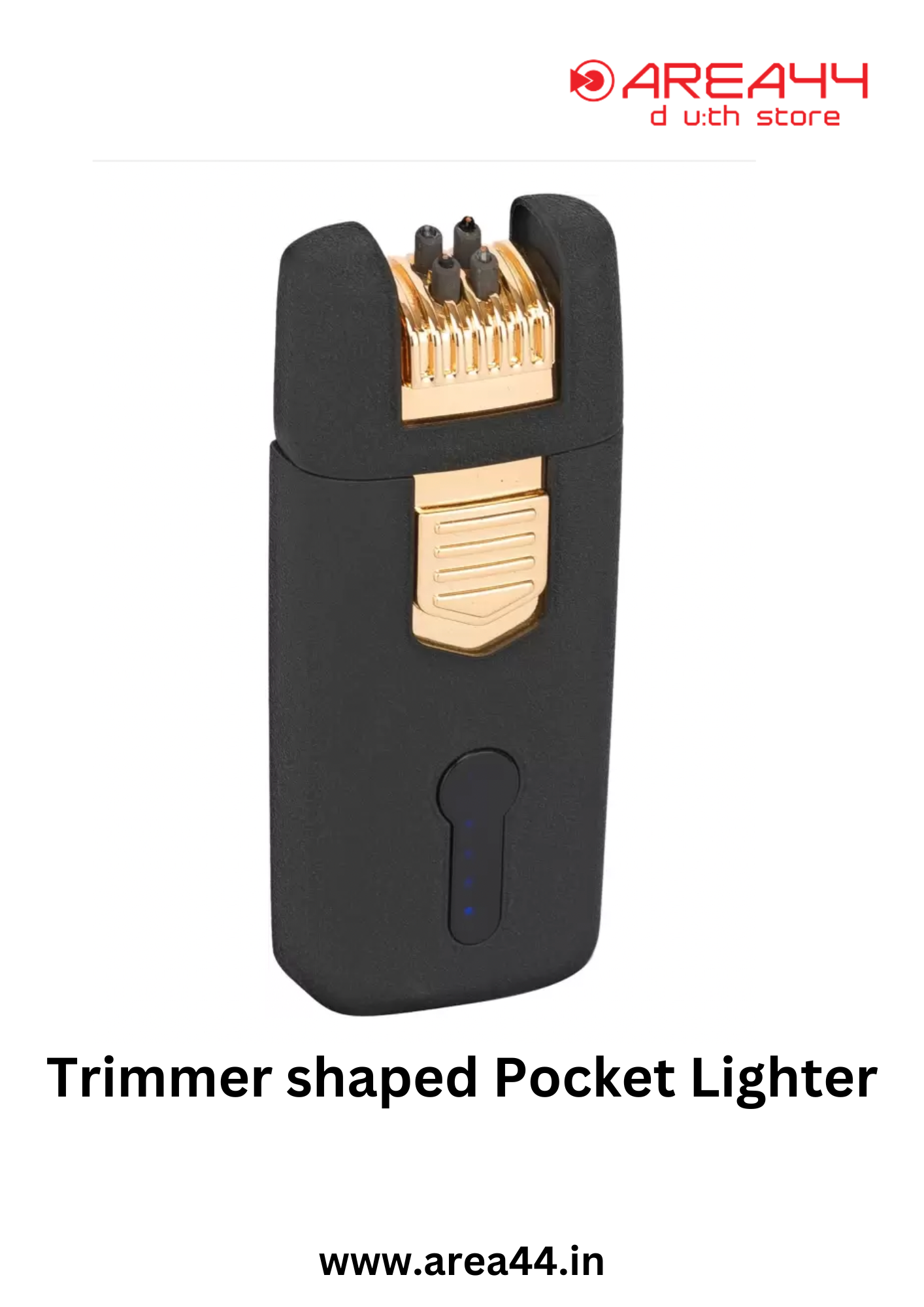 Area44 Stylish Flameless USB Rechargeable Trimmer Shape Cigarette Lighter Windproof Pocket Lighter (Black)