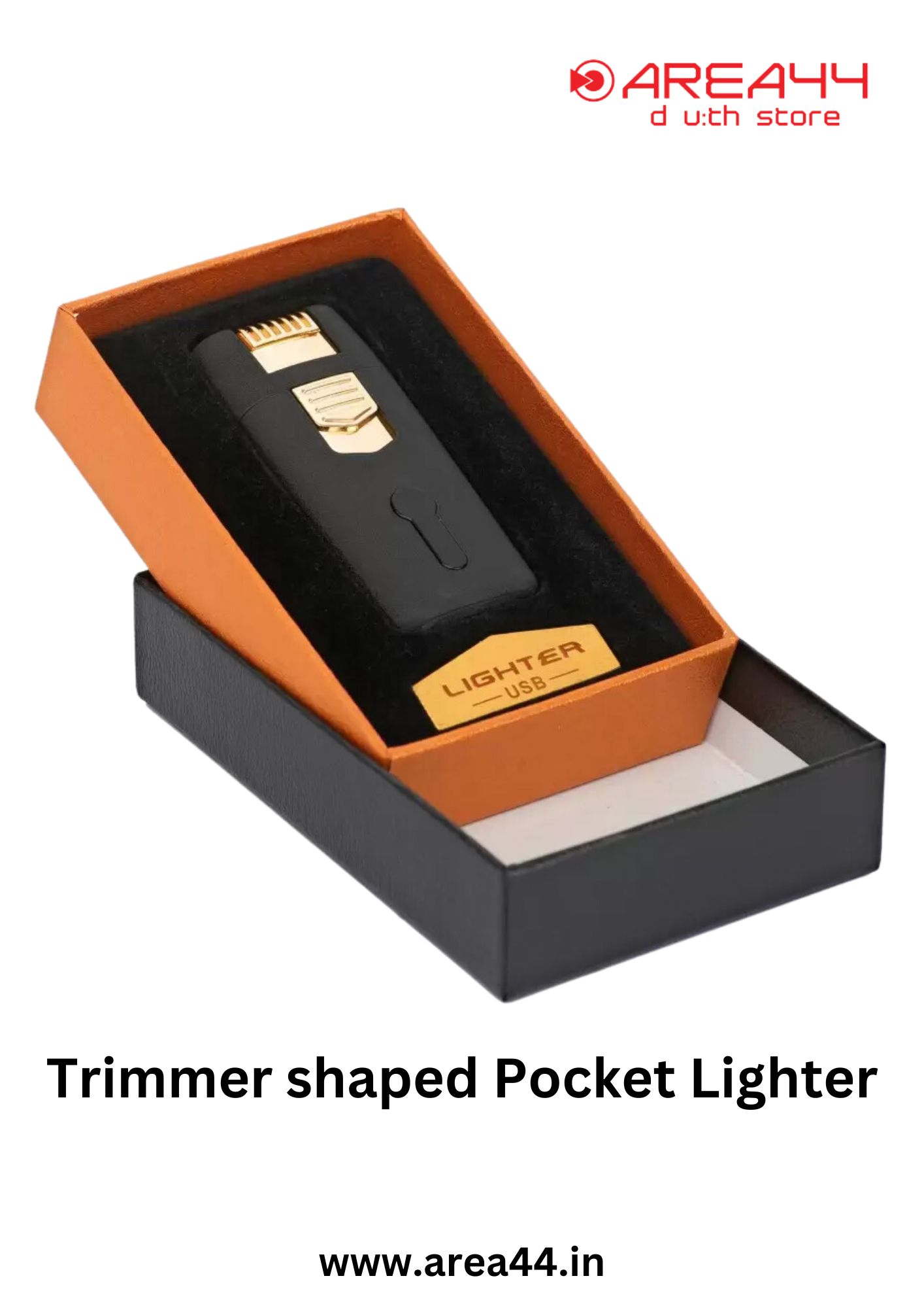 Area44 Stylish Flameless USB Rechargeable Trimmer Shape Cigarette Lighter Windproof Pocket Lighter (Black)