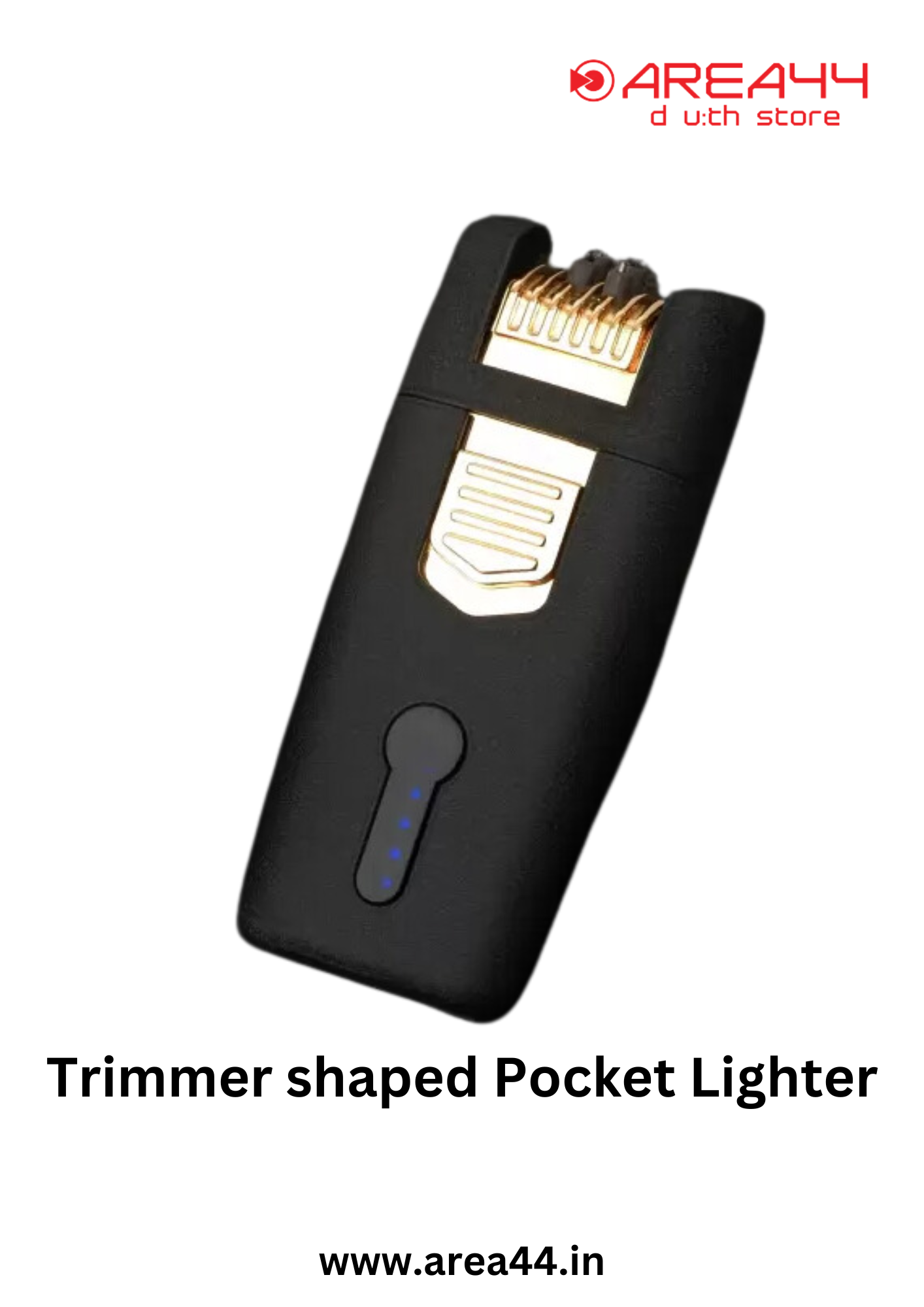 Area44 Stylish Flameless USB Rechargeable Trimmer Shape Cigarette Lighter Windproof Pocket Lighter (Black)