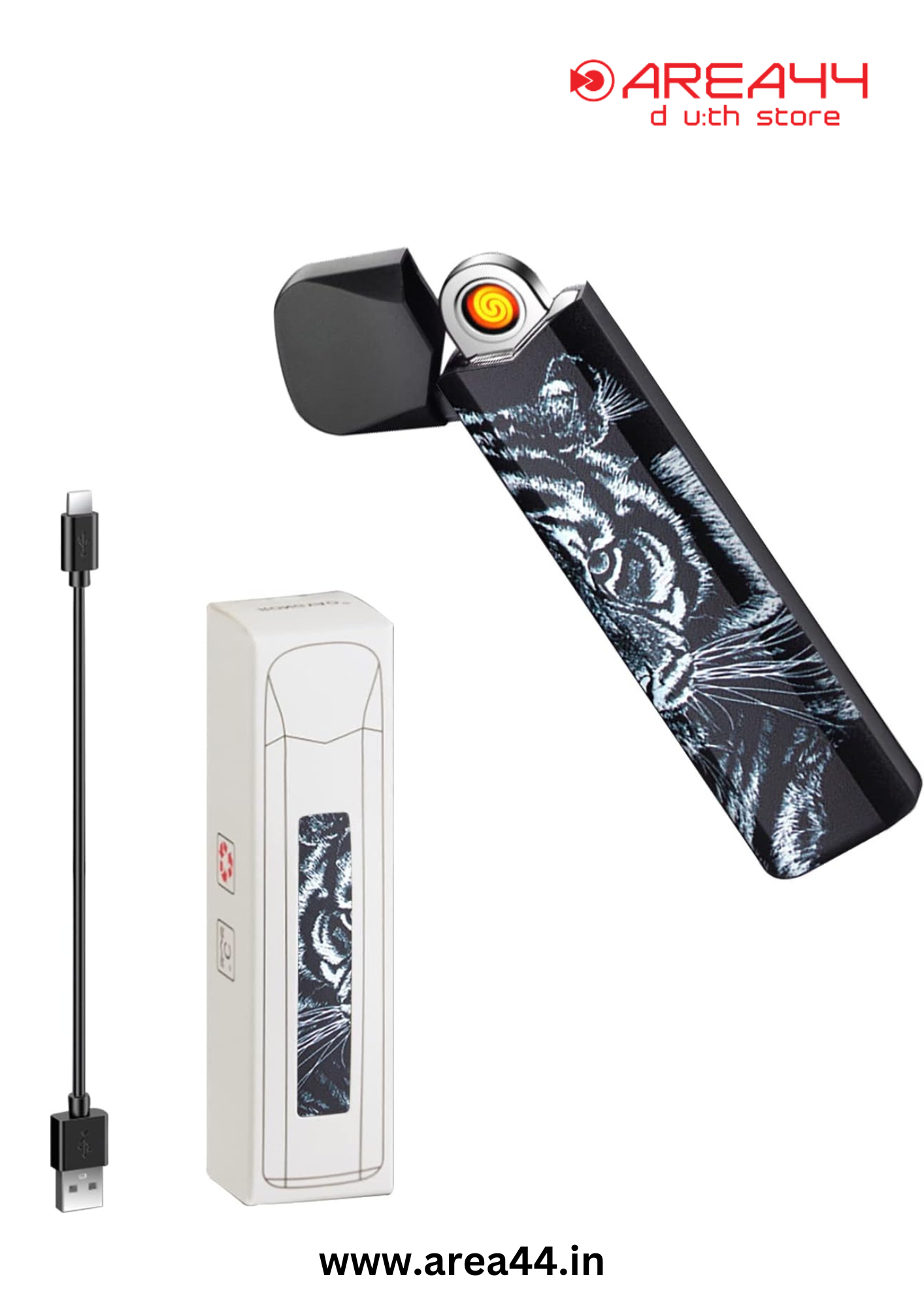 Cool Lighters Mini Electric Lighters USB Lighter Rechargeable ARC Ultra Thin Windproof Lighter Plasma Lighter with LED Battery Indicator (Tiger)