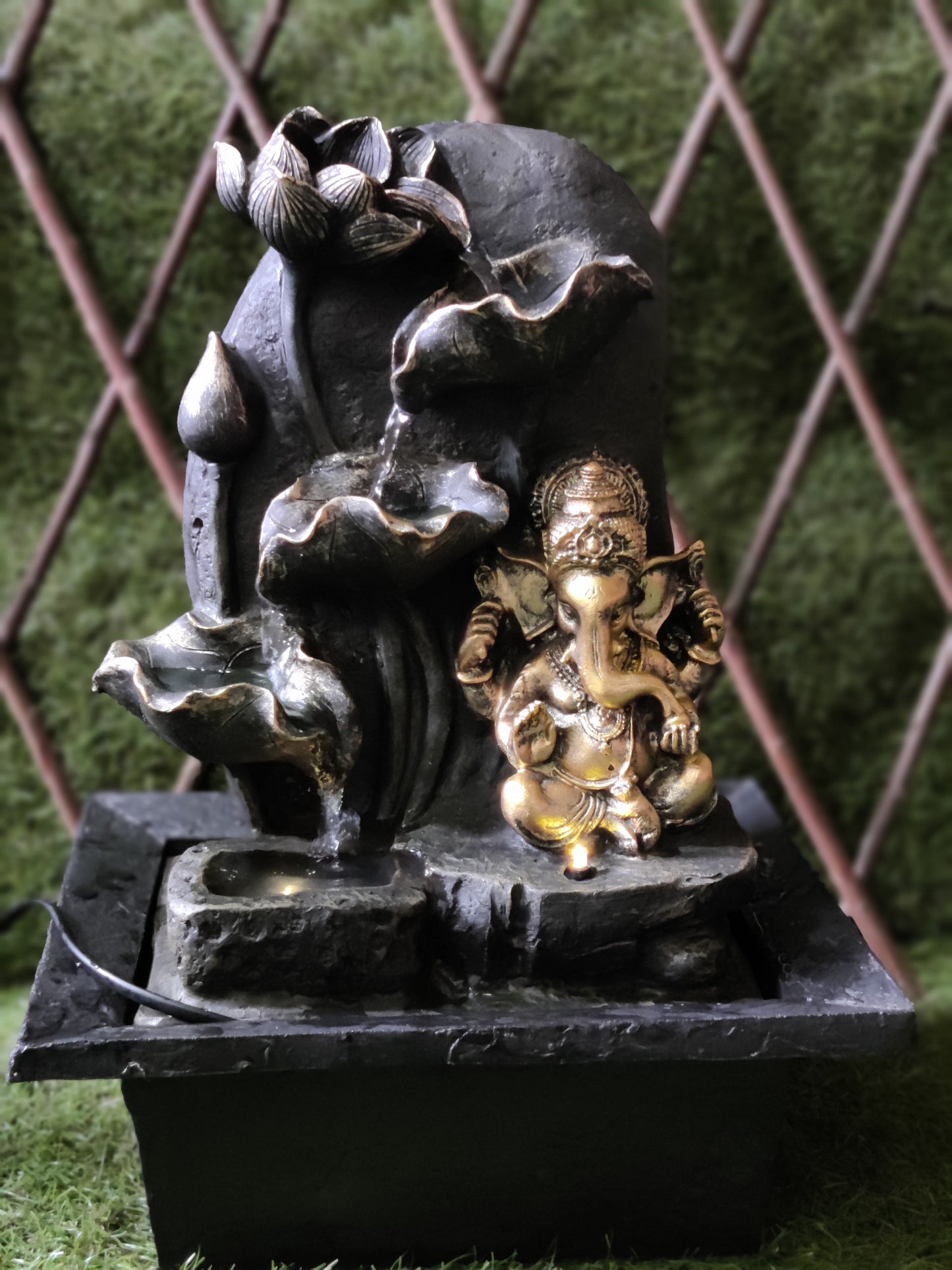 Area44 Exclusive Lord Ganesh Indoor Fountain (Multiple Steps,14 inch tall)