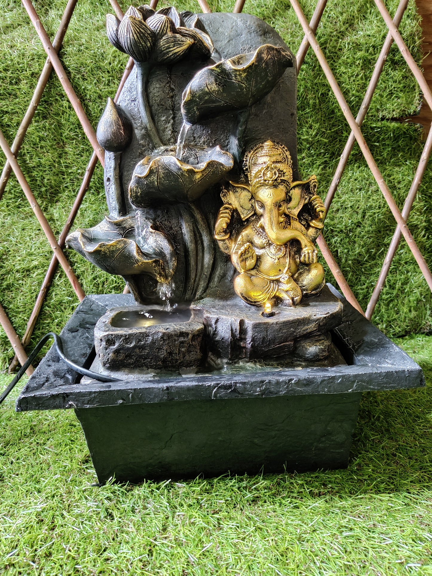 Area44 Exclusive Lord Ganesh Indoor Fountain (Multiple Steps,14 inch tall)