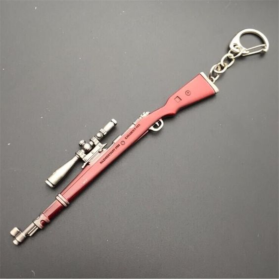 Exclusive PUBG Kar98 Maroon Metal Keychain, Player Unknown BattleGrounds Key Chain/Key Ring