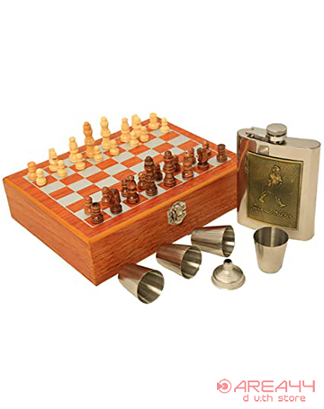wooden board chess as best game with friend after drink