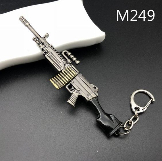 Exclusive PUBG M249 Sniper Gun Metal Keychain, Player Unknown BattleGrounds Key Chain/Key Ring