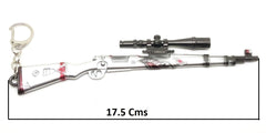 Exclusive PUBG KAR98 Gun Silver Metal Keychain, Player Unknown BattleGrounds Key Chain/Key Ring (Silver,small)