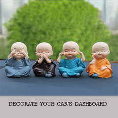 Buy Cute Miniature Buddha Monk set for car dashboard as perfect gift for car lover
