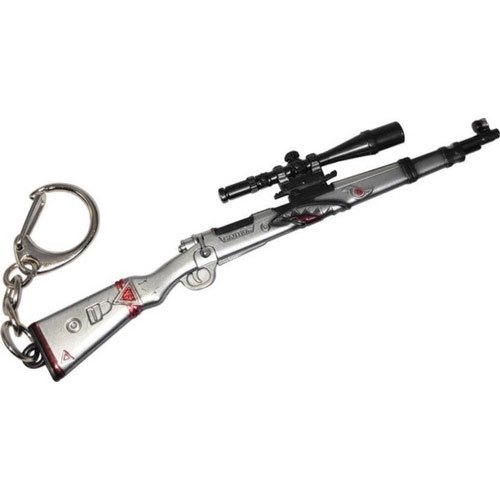 Exclusive PUBG KAR98 Gun Silver Metal Keychain, Player Unknown BattleGrounds Key Chain/Key Ring (Silver,small)