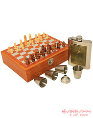 wooden board chess as best game with friend after drink