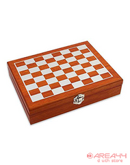 wooden chess with hip flask and glasses at best price online